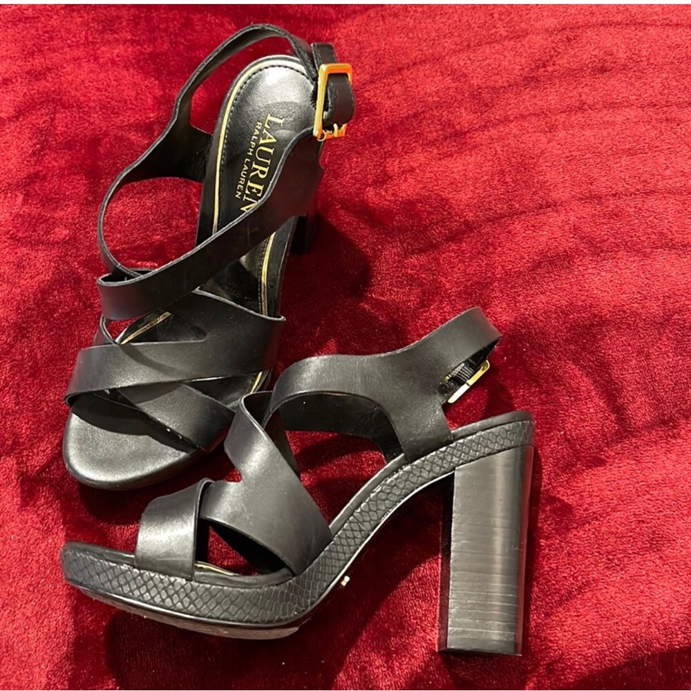 Ralph Lauren Black Leather Sandals